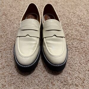 Franco Sarto Cream Loafers with Black Soles